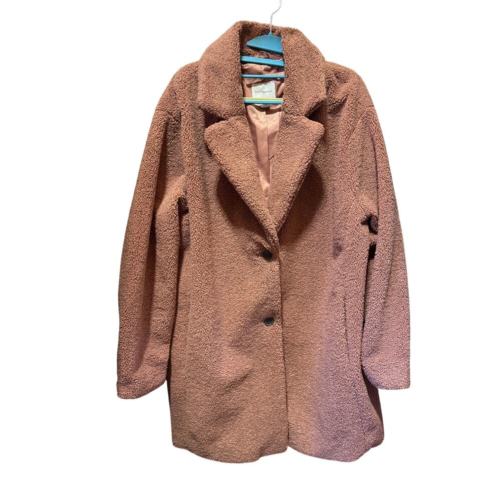 Daily Ritual Anthropologie Teddy Bear Fully Lined Long Length Coat Size L